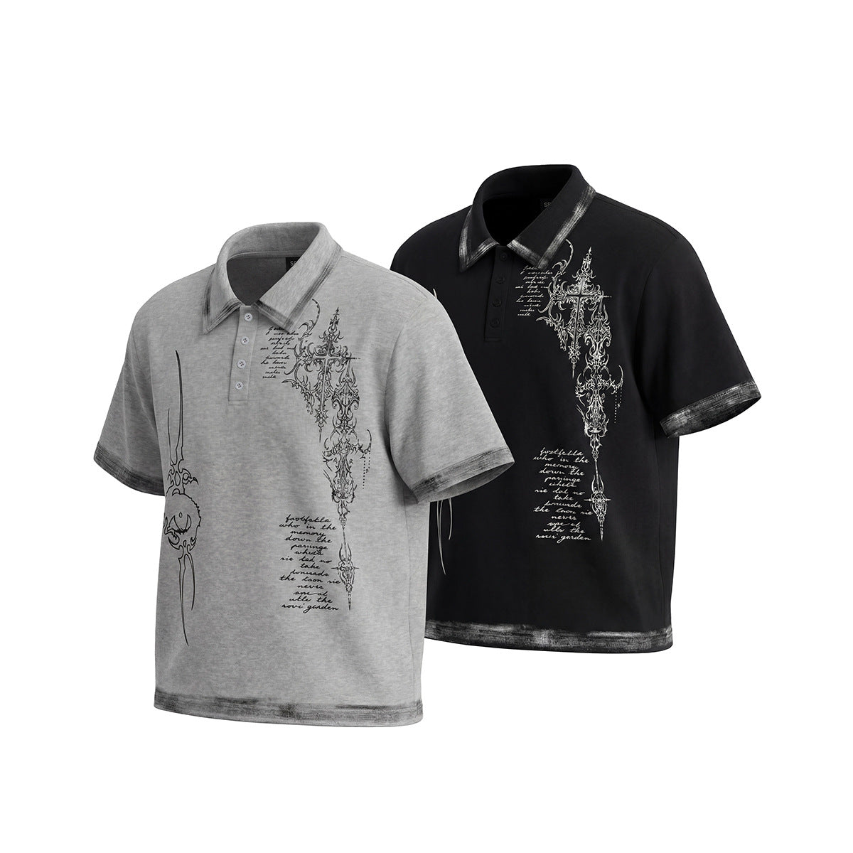 Thorn Graphic Washed Short Sleeve Polo Shirt WN25613