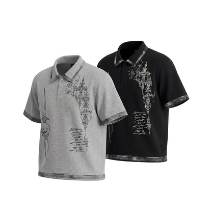Thorn Graphic Washed Short Sleeve Polo Shirt WN25613