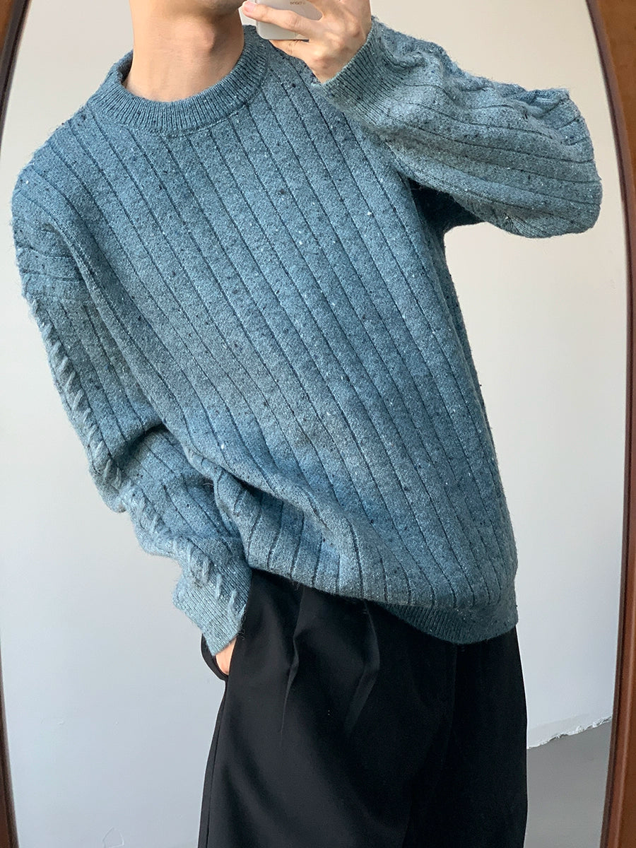 Oversize Crewneck Heavyweight Knit Sweater WN9673