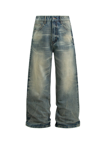 Washed Whisker Wide Leg Denim Jeans WN26283