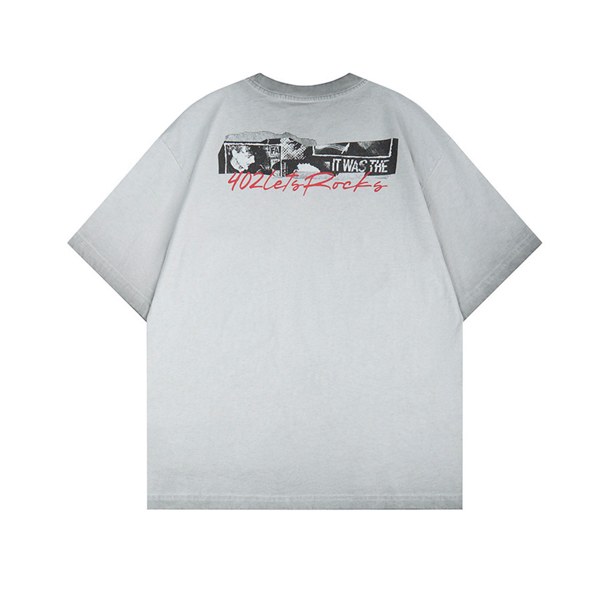 Graphic Print Wash Damage Cotton Short Sleeve T-Shirt WN25645