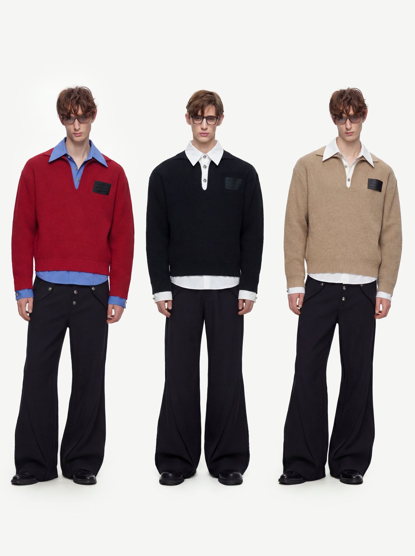 Fake Layered Wool Blend Short Knit Sweater WN23323