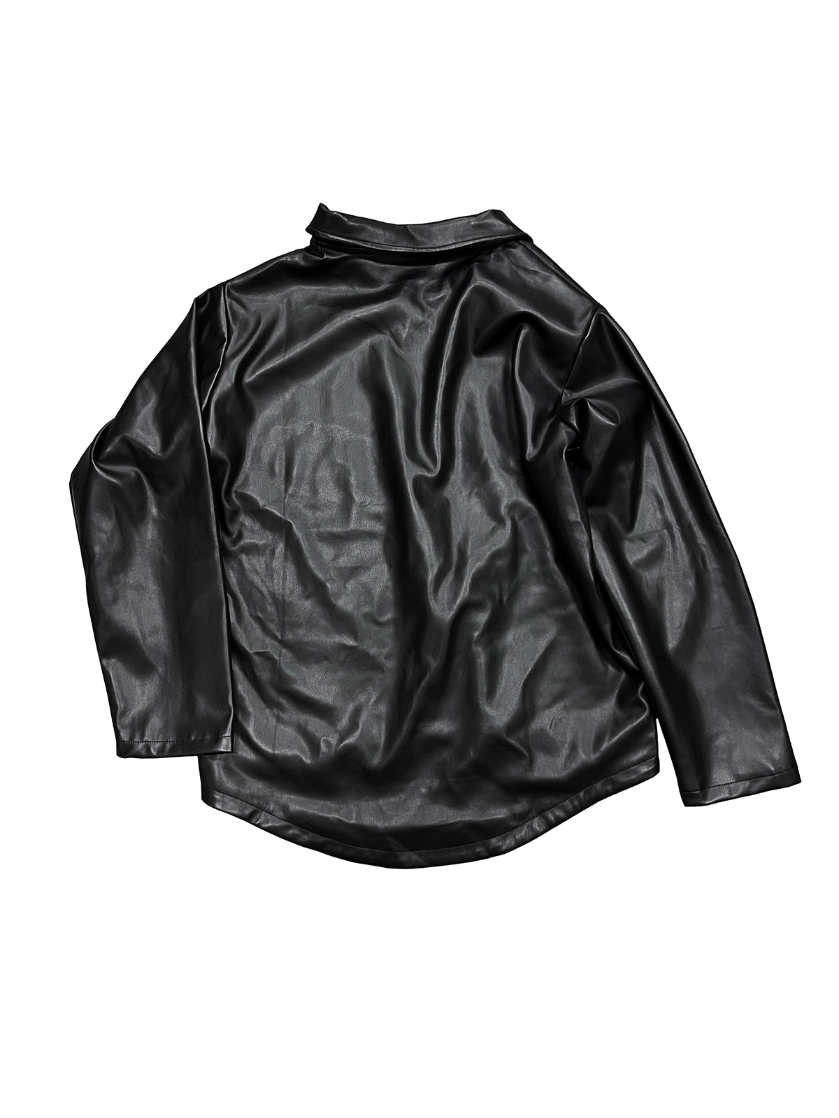 PU Leather Long Sleeve Polo Shirt WN18928