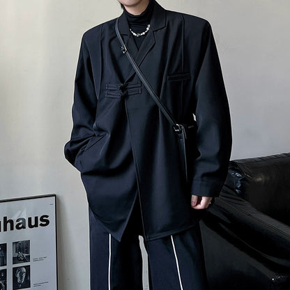 Chinese Style Asymmetrical Slant Opening Long Sleeve Shirt WN19333