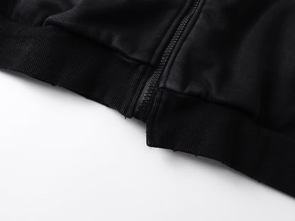 Dirty Washed Logo Print Zipper Hoodie & Dirty Washed Sweatpants Setup WN25540