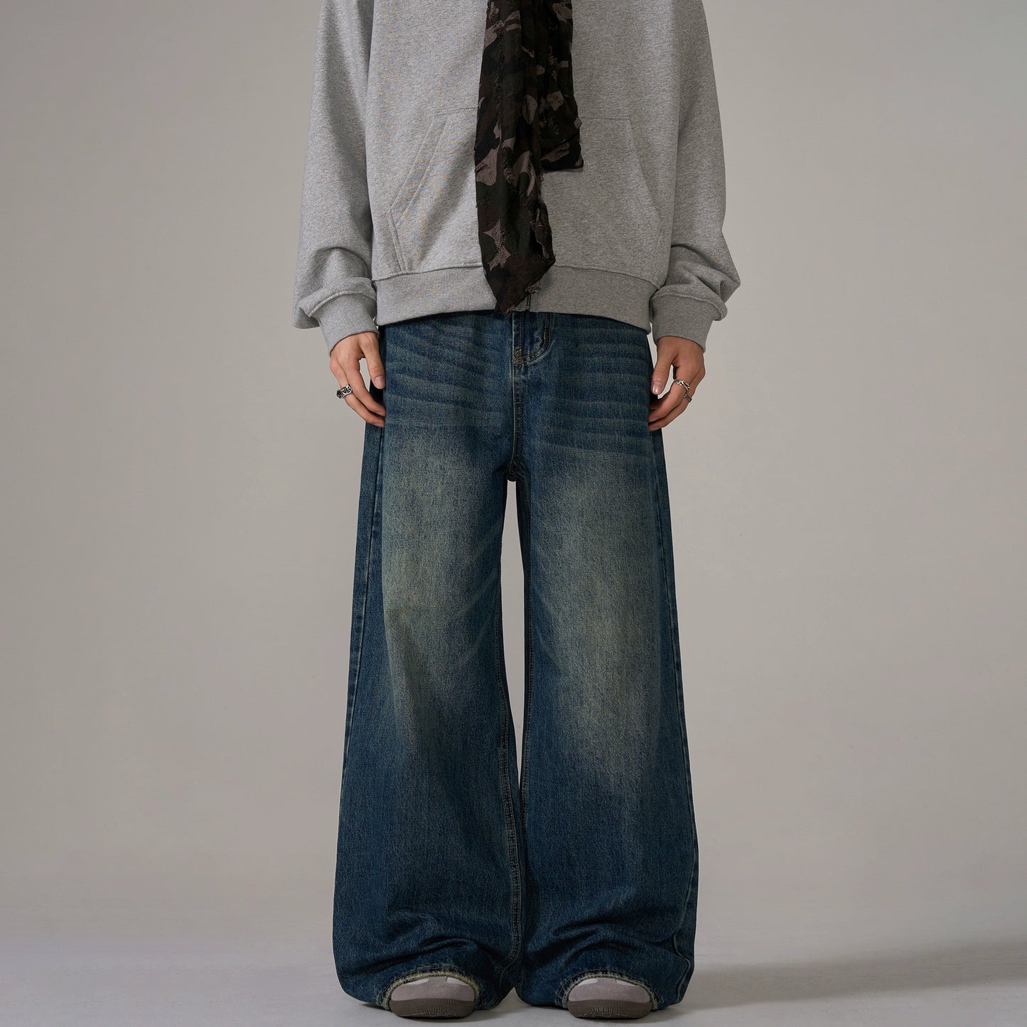 Washed Wide-Leg Straight Baggy Denim Jeans WN10656