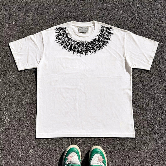 Heavyweight Tattoo Neck Design Oversize Short Sleeve T-Shirt WN16671