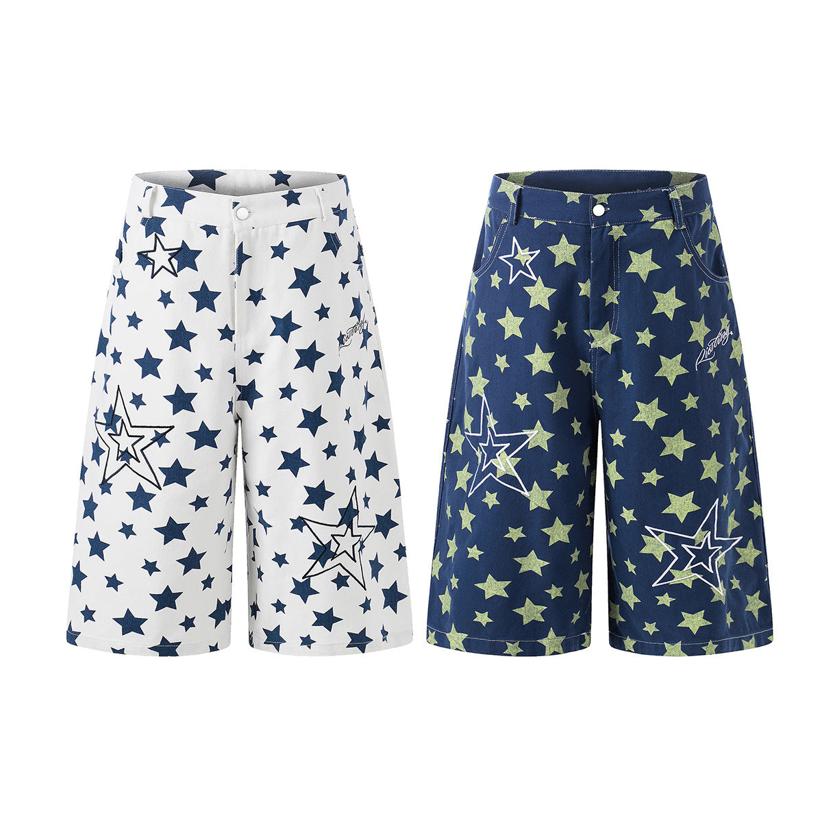 Star Print Denim Half Jeans WN25801