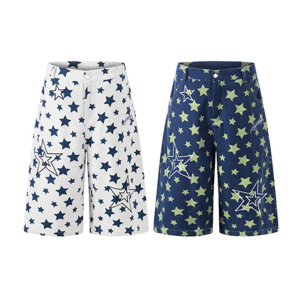 Star Print Denim Half Jeans WN25801
