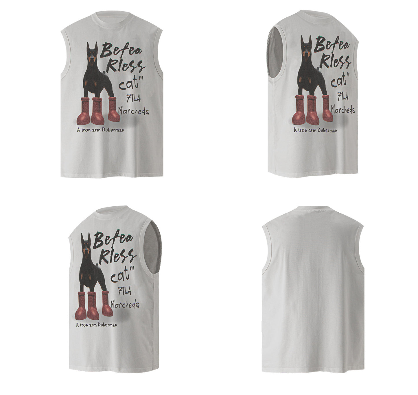 Washed Doberman Print Oversize Sleeveless T-Shirt WN26336