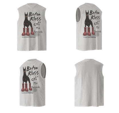 Washed Doberman Print Oversize Sleeveless T-Shirt WN26336