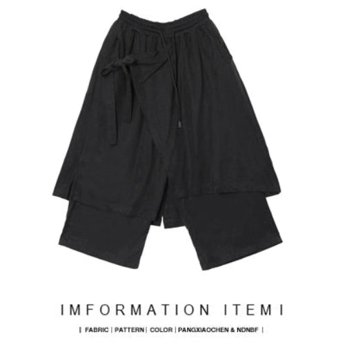 Asymmetrical Draping Wide Leg Cropped Trousers WN20142