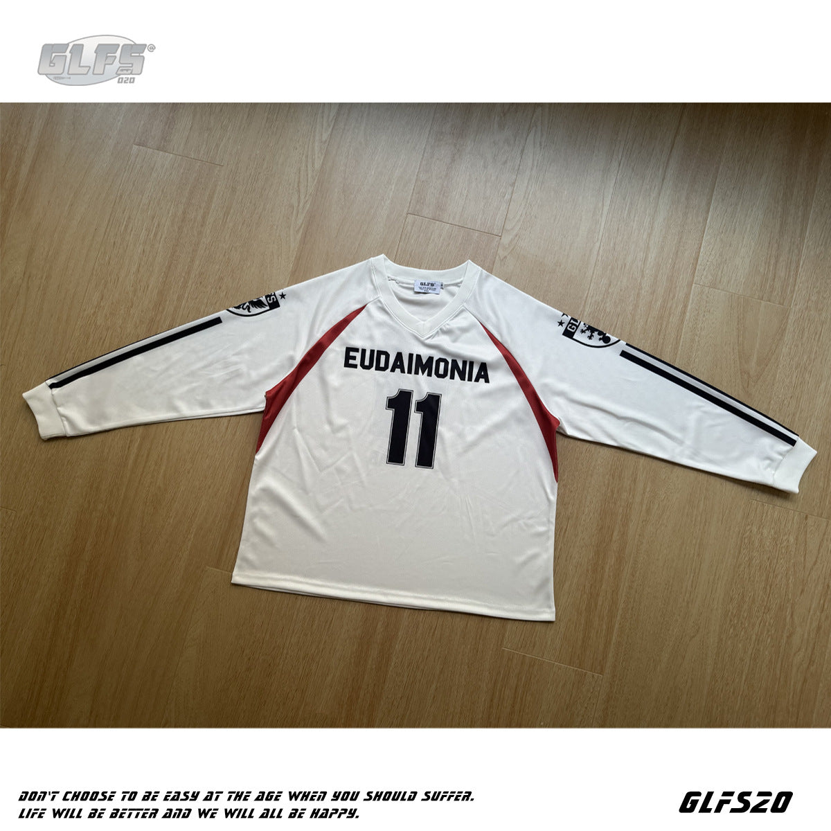 V-Neck Mesh Raglan Number Long Sleeve T-Shirt WN26581