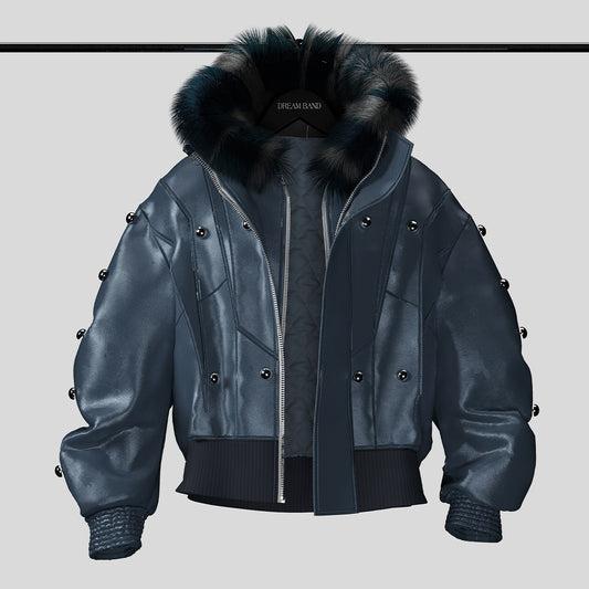 Fake Fur Collar Stud Oversize Puffer Jacket WN27139