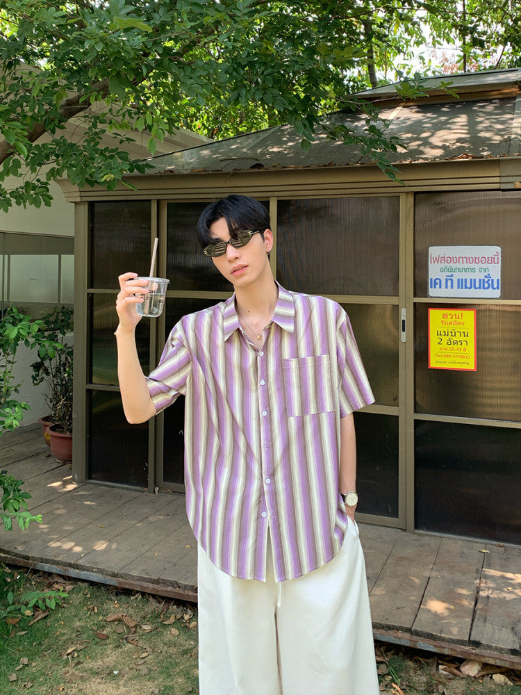 Stripe Pocket Short Sleeve Shirt WN24969