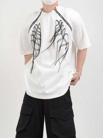 Zipper Design Oversize Short Sleeve T-Shirt WN7132