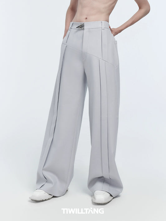 Metal Asymmetric Button Trousers WN10820