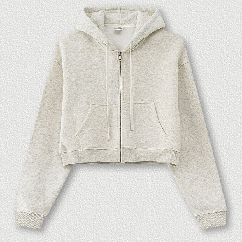 Cropped Sporty Zipper Hoodie & Sweat Jogger Pants & Straight-Leg Sweatpants Setup WN23116