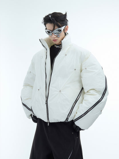 Multi-Zipper Deconstructed Oversize Puffer Jacket WN11628