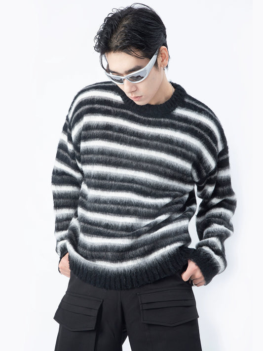 Oversize Stripe Mohair Knit Sweater WN7287