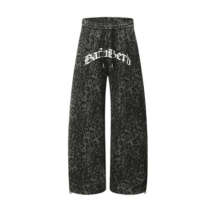 Leopard Print Sporty Drapey Wide Leg Pants WN25600