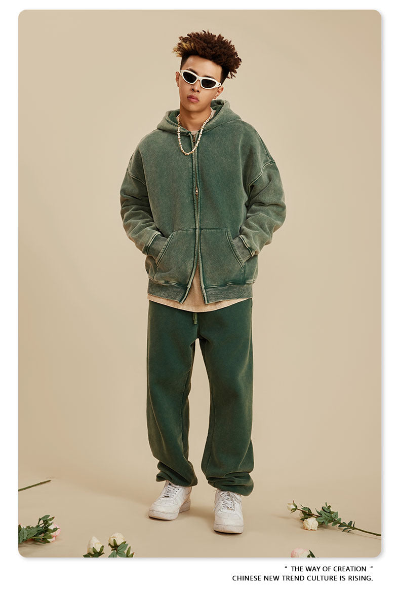 Oversize Washed Zipper Hoodie WN6461