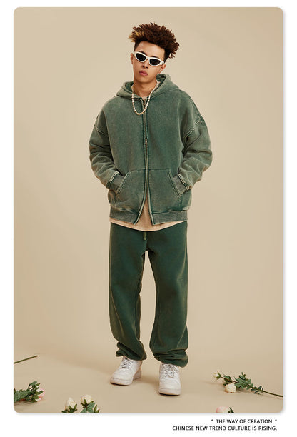 Oversize Washed Zipper Hoodie WN6461