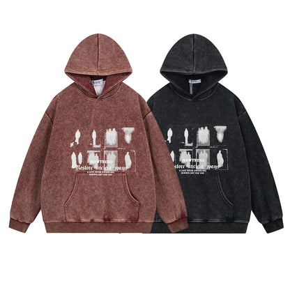 Washed Silhouette Print Oversize Hoodie WN11534