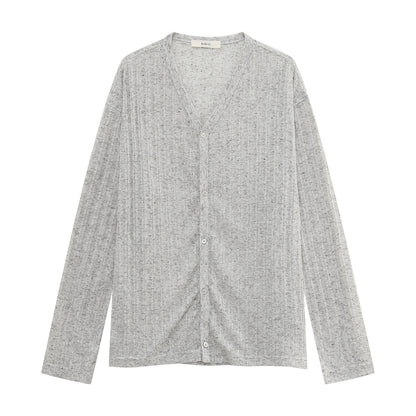 Stripe Deep V-Neck Summer Knit Cardigan WN25012