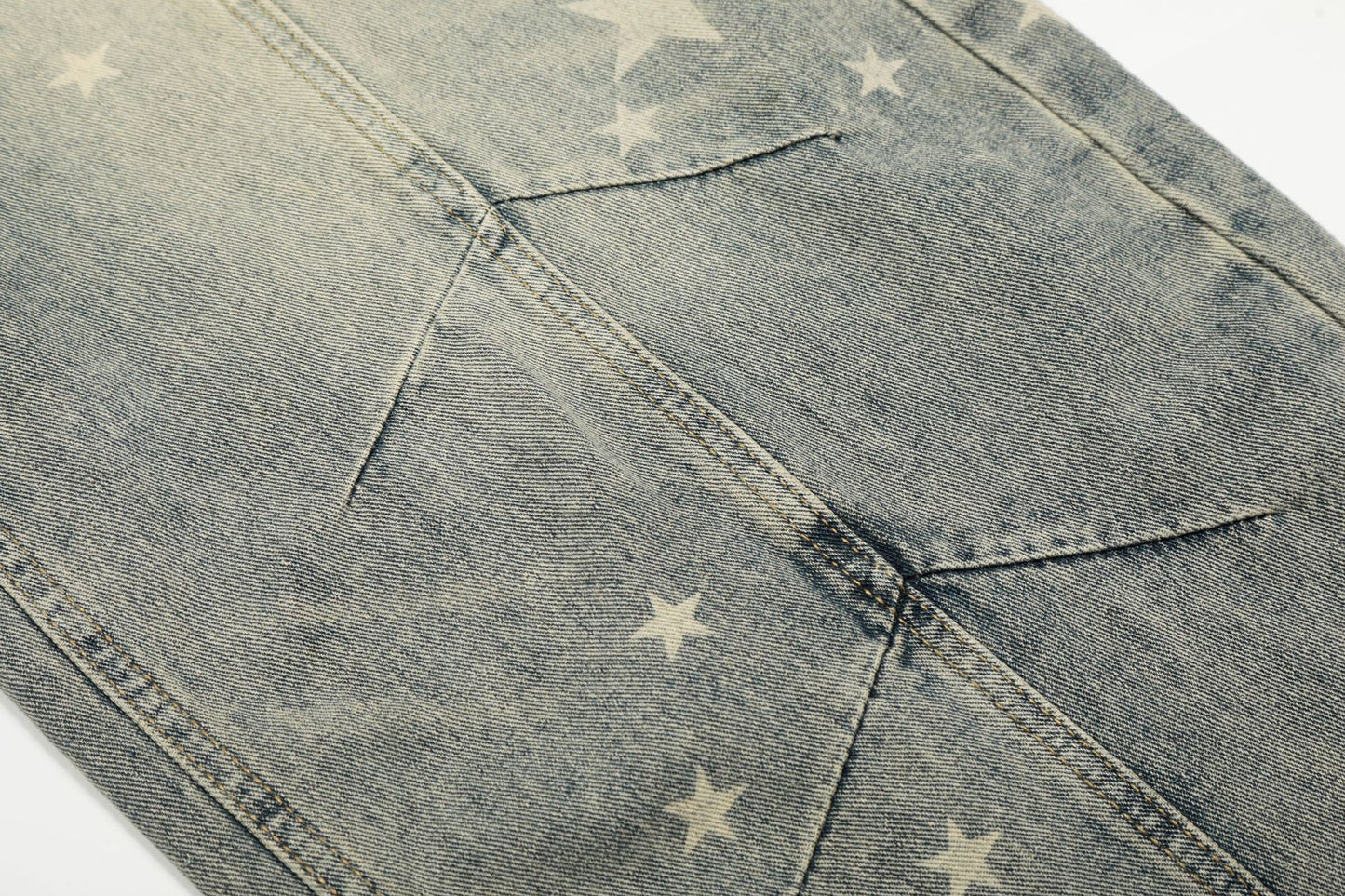 Star Print Curved Denim Jeans WN25482