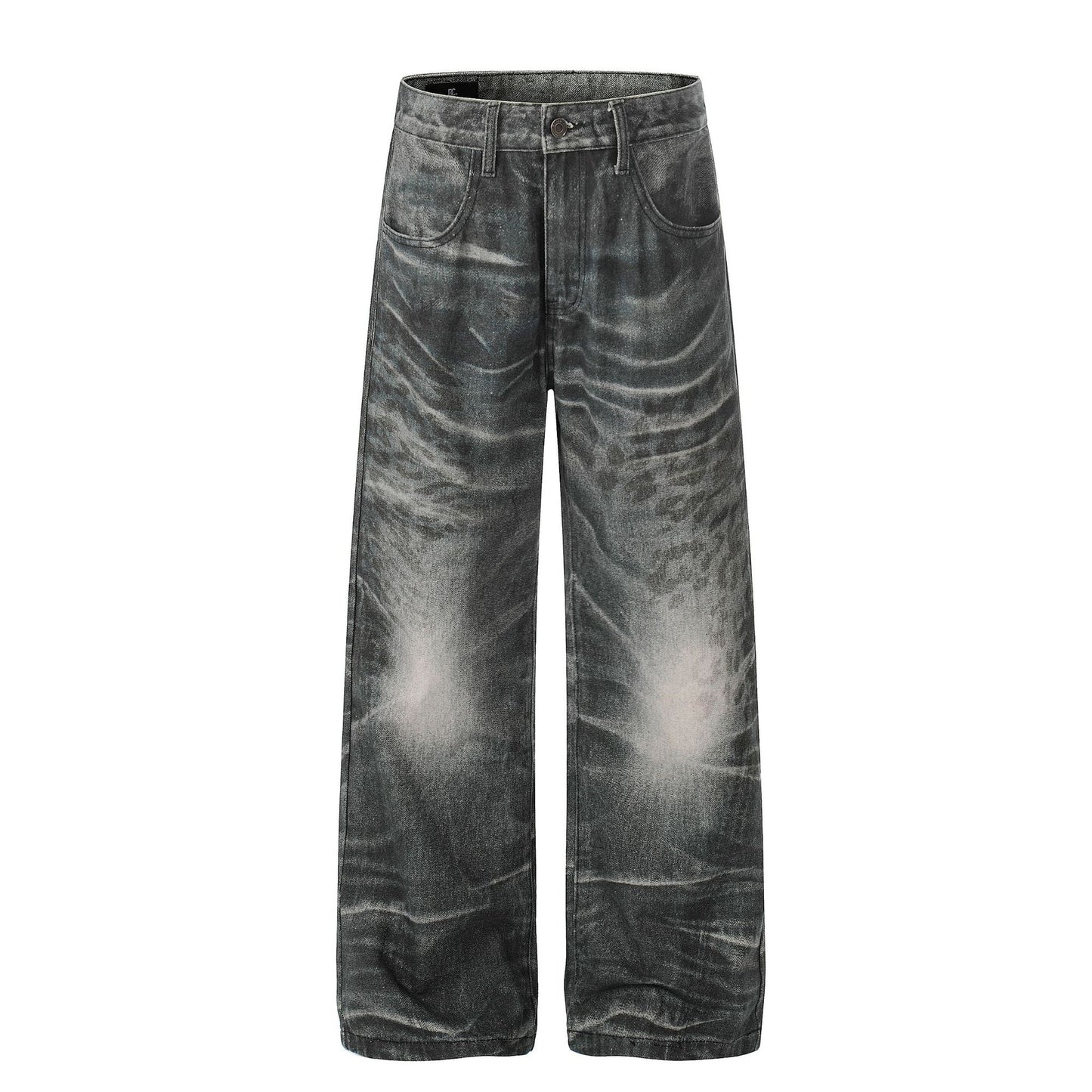 Washed Whisker Straight Denim Jeans WN26074