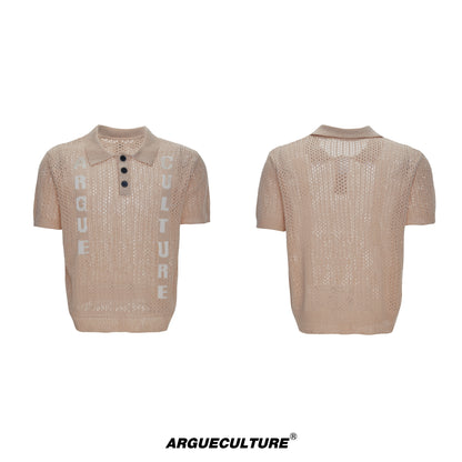 Cutout Jacquard Knit Polo Shirt WN20665