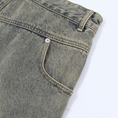 Washed Damage Wide Leg Denim Short Pants WN25596