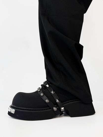 Matte Derby Chunky Sole Studs Large Toe Shoes WN19177