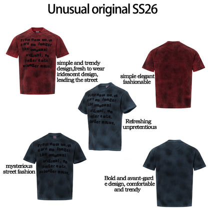 Washed Dirty Letter Print Short Sleeve T-Shirt WN26133