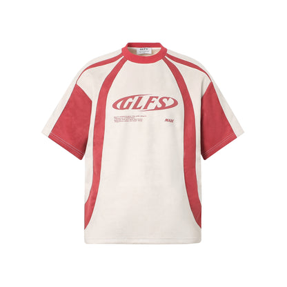 Color Block Panel Letter Print Short Sleeve T-Shirt WN26035