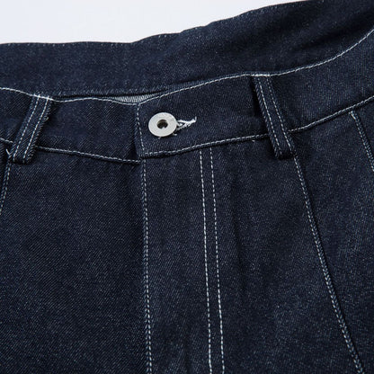 Washed Wide Leg Curved Denim Jeans WN13088