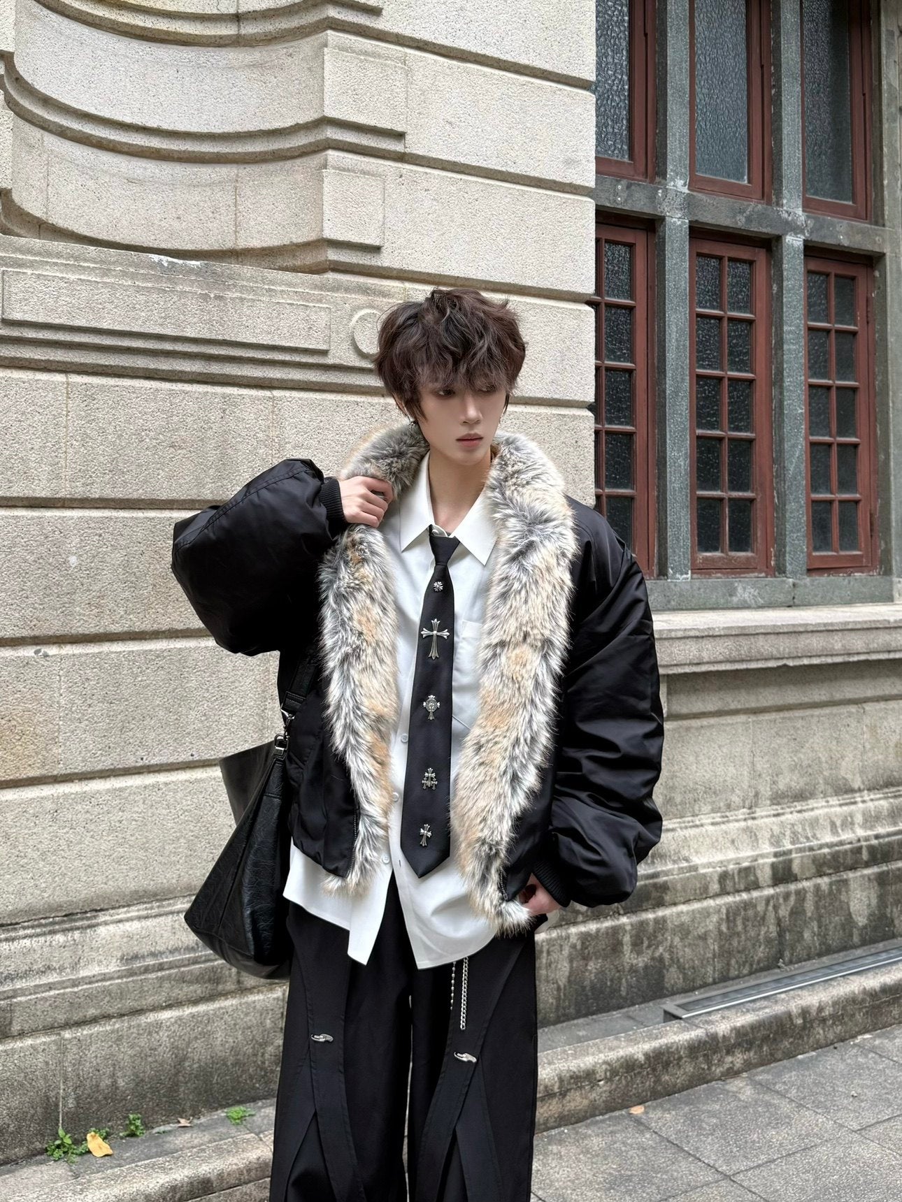 Fake Fur Collar Oversize Short Puffer Jacket WN23172