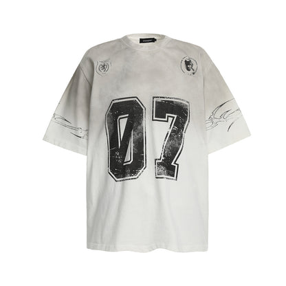 Washed Number Print Short Sleeve T-Shirt WN25385
