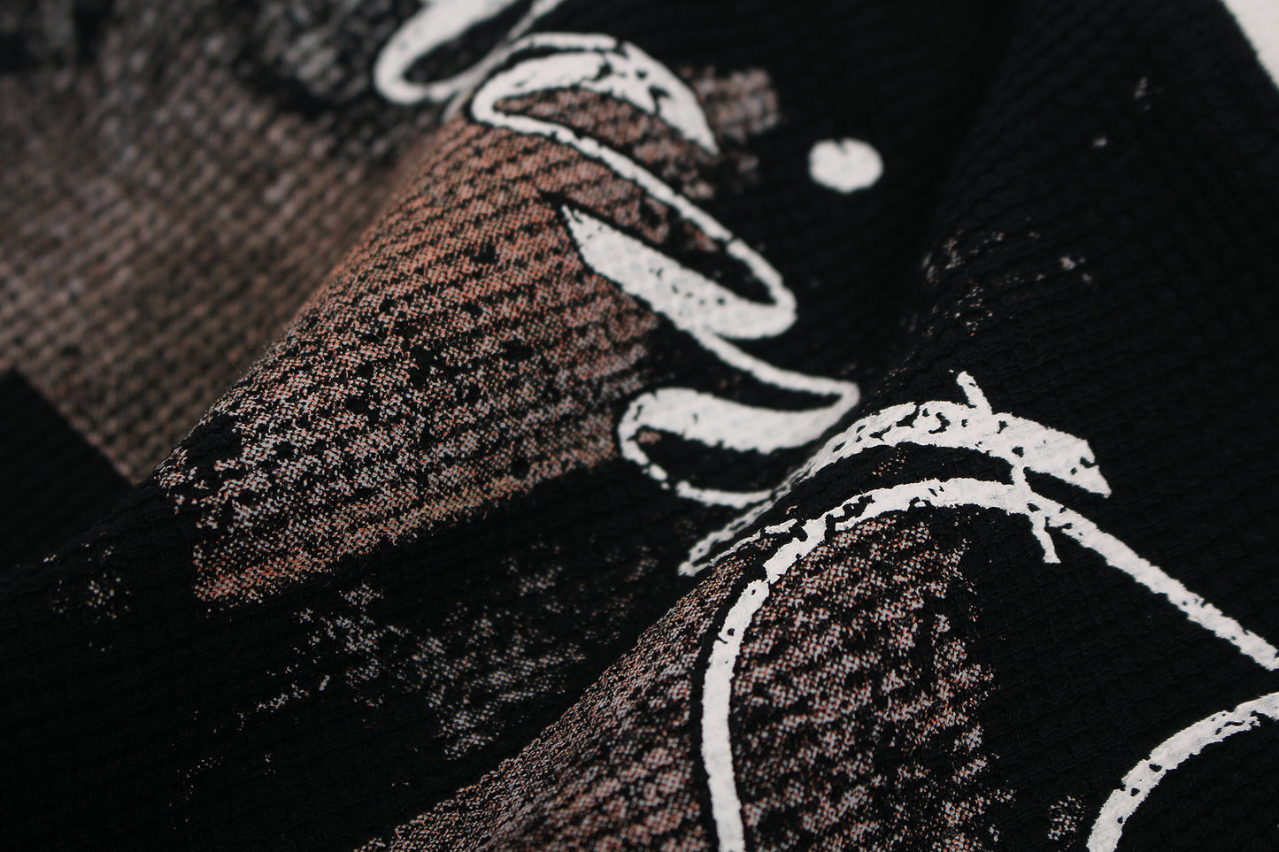 Waffle Graffiti Print Oversize Short Sleeve T-Shirt WN25933