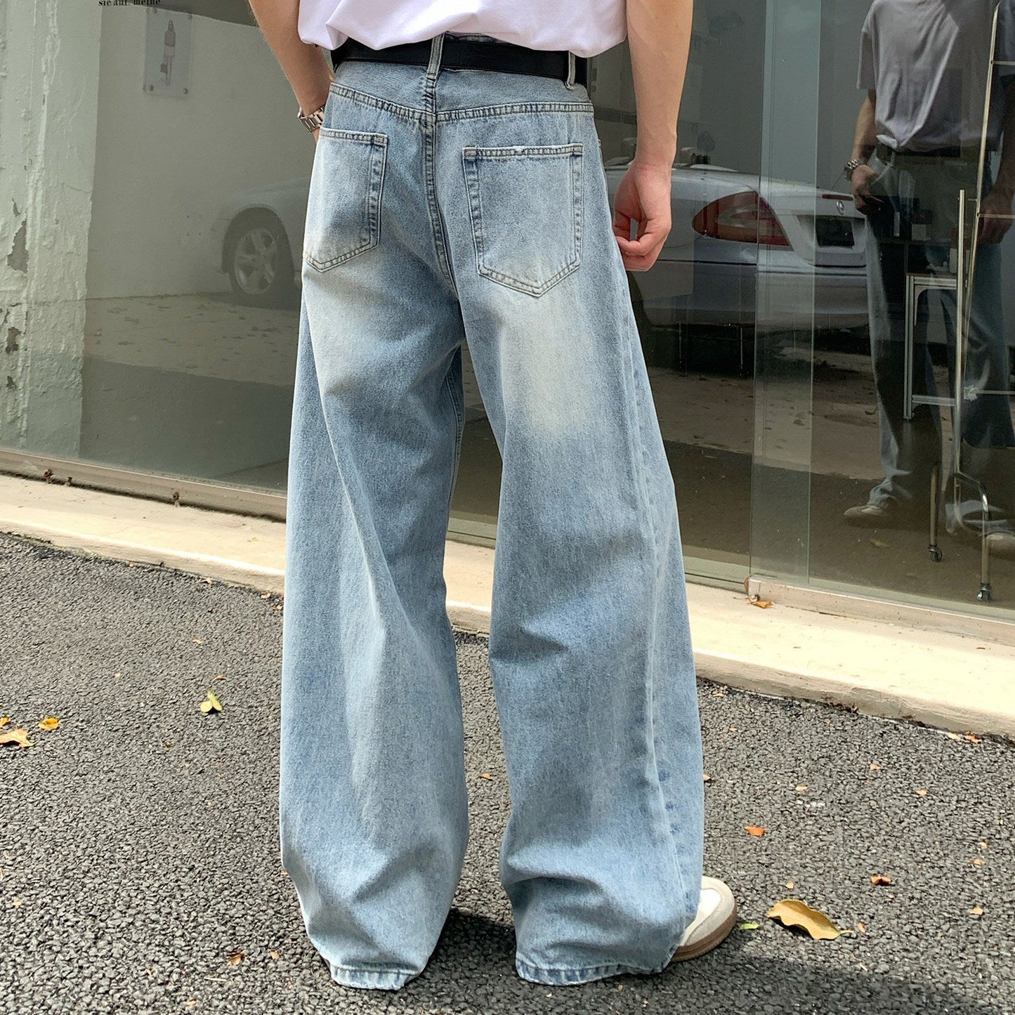 Damage Wide Leg Denim Jeans WN24875