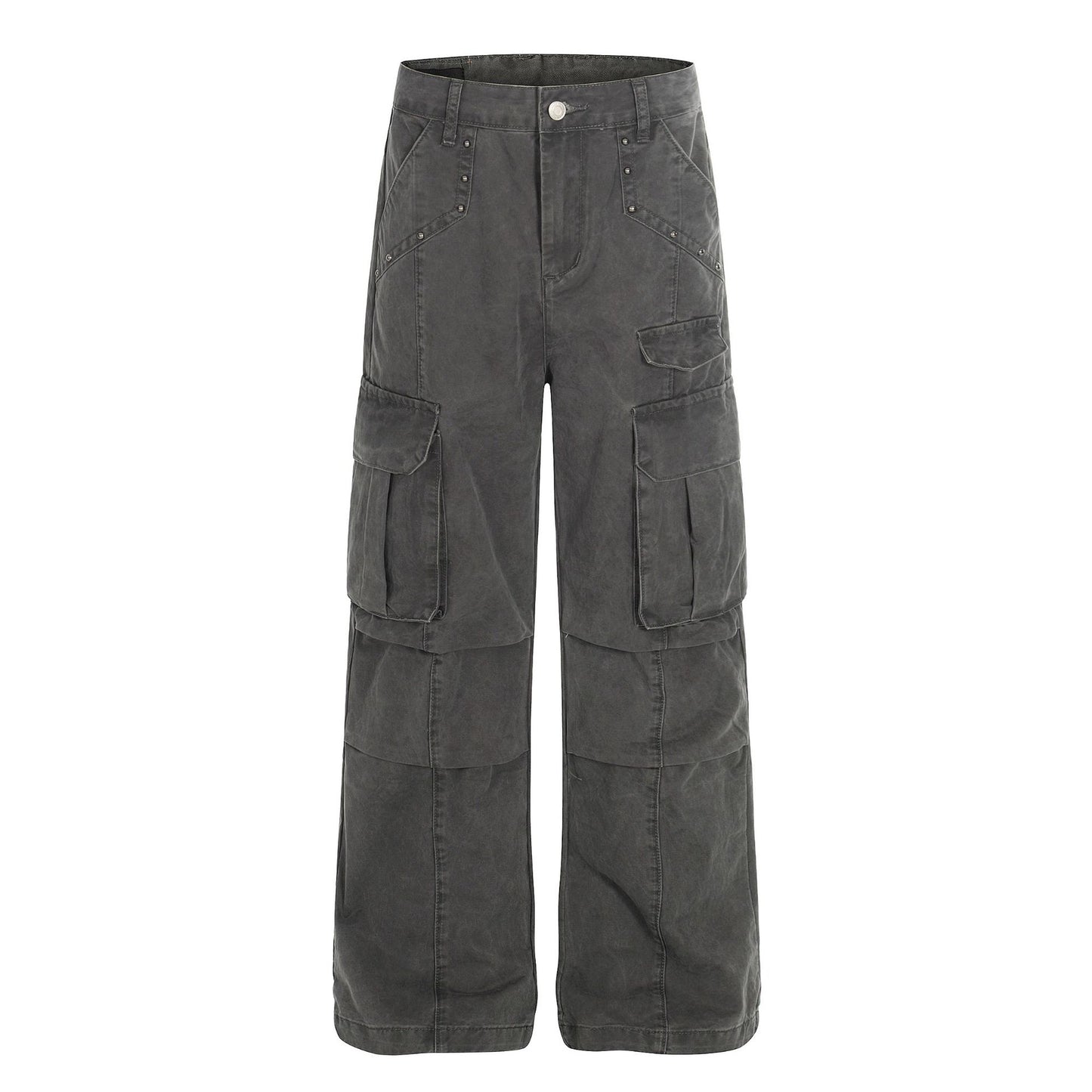 Multi Pocket Studs Wide Leg Cargo Pants WN26136