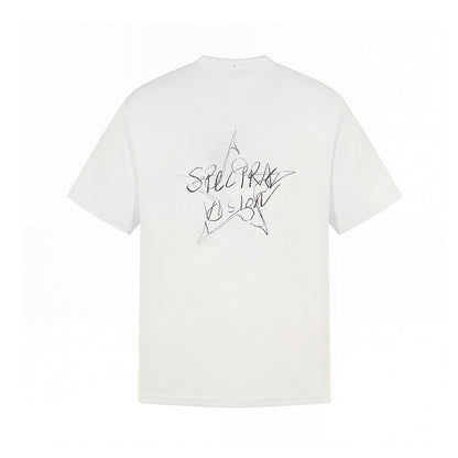 Graphic Print Wash Damage Round Neck Short Sleeve T-Shirt WN25663
