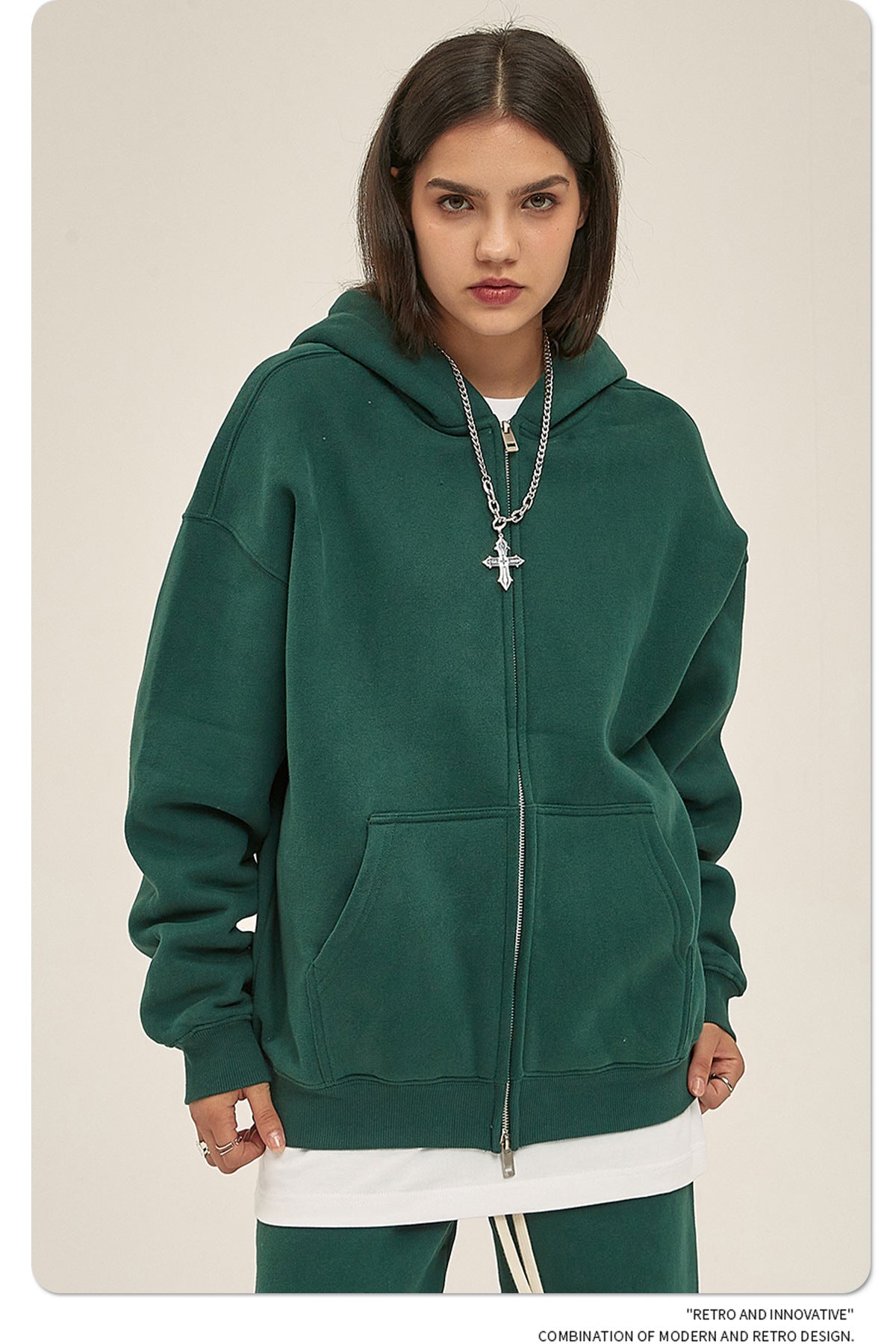 Oversize Heavyweight Zipper Hoodie & Heavyweight Sweatpants Setup WN6640-K