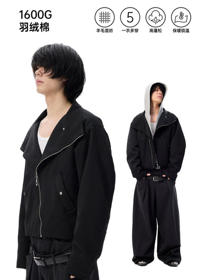 Fake Layered Detachable Hooded Short Padded Jacket WN26698