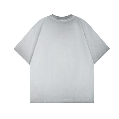 Washed Portrait Print Short Sleeve T-Shirt WN25795