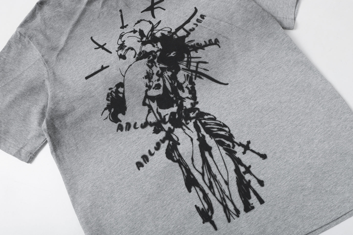 Washed Graphic Art Print Short Sleeve T-Shirt WN25761