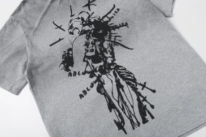 Washed Graphic Art Print Short Sleeve T-Shirt WN25761