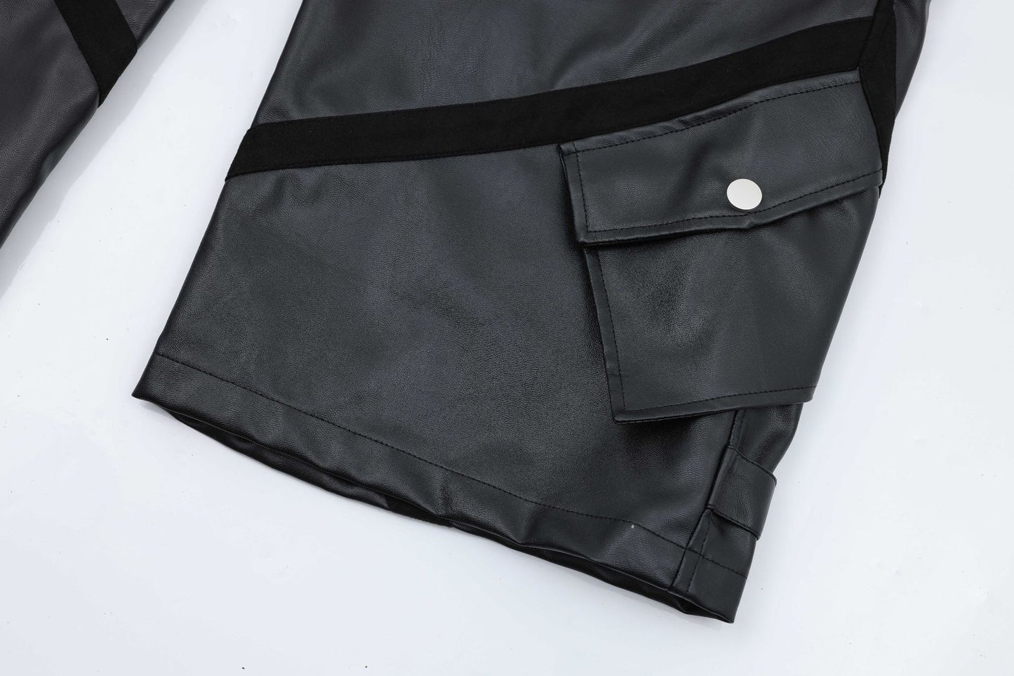 PU Leather Wide-Leg Cargo Pants WN11265