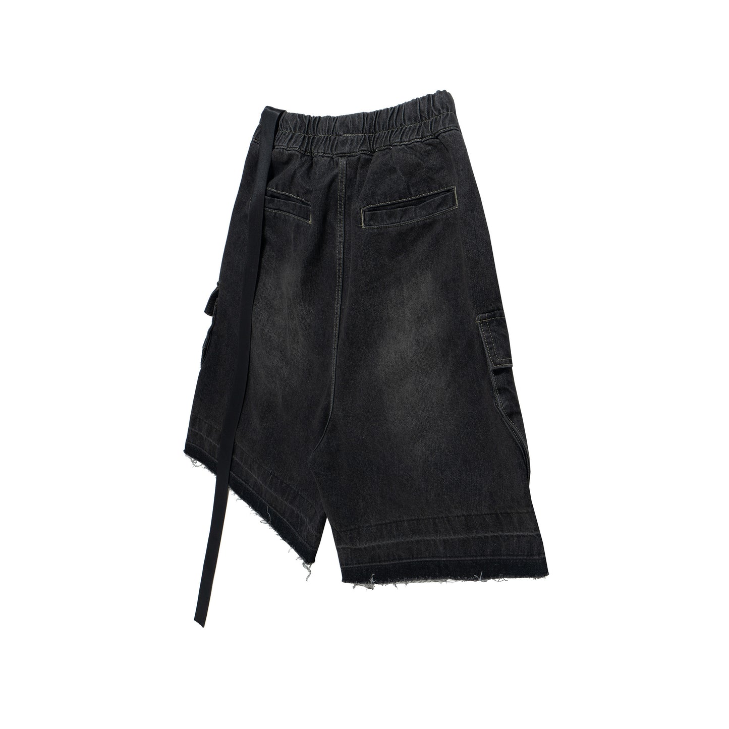 Drawstring Cargo Damage Denim Half Jeans WN25525